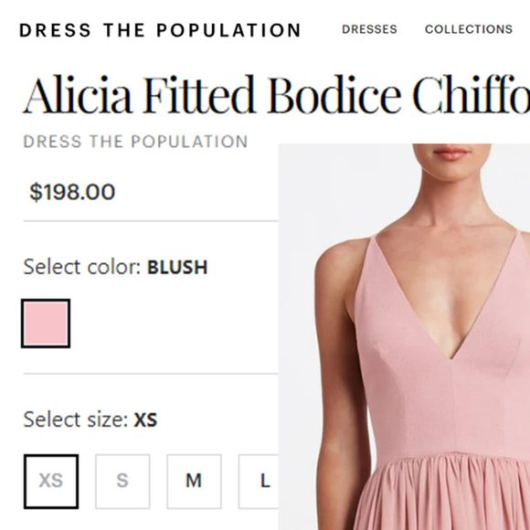 DRESS THE POPULATION "Alicia" Fitted Bodice Chiffon Dress NWOT!! - Picture 14 of 14
